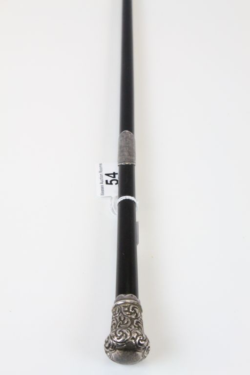 Ebony Conductors Baton with hallmarked Silver fittings and finial & a 1901 dedication - Image 2 of 4