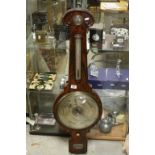 19th Century Mahogany veneered Banjo Barometer with silvered dial marked "J Somalvico & Co 2