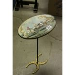 Retro drinks table with horse racing design with horse shoe feet together with Hand made oriental