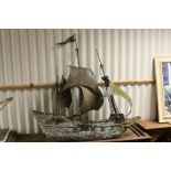 Large Scratch Built Model of a Galleon made from Wood and Metal, approx. 100cms long