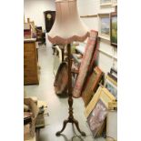 Mid 20th century Mahogany Standard Lamp with Shade with Corinthian Column Support raised on three
