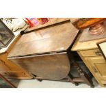 Antique Oval Oak Gate-leg Table with drawer to end and raised on turned supports with square cross-