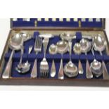 Oak Cased Canteen of Silver Plated Cutlery by Slack & Barlow, 6 person setting together with another