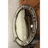 Venetian Oval Wall Mirror with Etched Frame