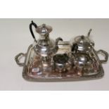 Marlboro Plate Four Piece Tea Service on Large Serving Tray