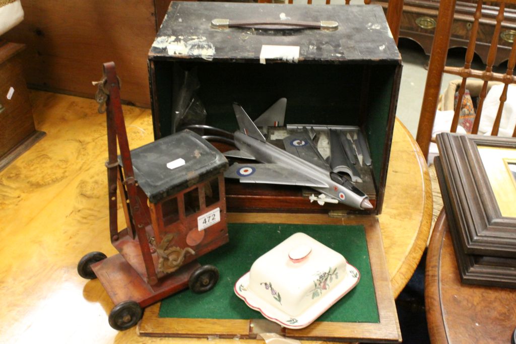 Scratch Built Model of RAF Lightening Military Aircraft in a Carrying Case together with a Tin Plate