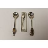 Two silver Jubilee spoons from The Queen's Beasts Issue by Toye Kenning and Spencer Birmingham