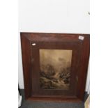 Four framed Oil on canvas pictures of European scenes and a framed & glazed print of a fast