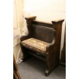 Small Oak Gothic Style Hall Bench, 90cms high, 69cms long