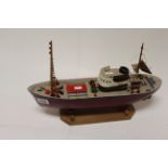 Scratch Built Wooden Model of Boat on Stand, 45cms long