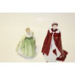 Two Royal Doulton figurines; HN2193 & HN1537, a Worcester figurine of the Queen celebrating her 80th