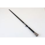 Ebony Conductors Baton with hallmarked Silver fittings and finial & a 1901 dedication