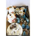 Tray of Mixed ceramics to include Poole pottery Animals and Hunting theme etc