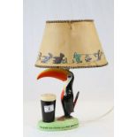Carlton Ware Guinness ceramic Table lamp with Toucan and motto "How Grand to be a Toucan. Just Think