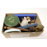 Box of Mixed Collectables including Advertising, Watch, Alabaster, Gavel, etc