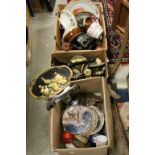 Three Boxes of Mixed Ceramics and Other Items including 19th century Ceramics, Collectors Plates,