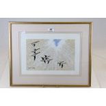 Framed & glazed picture of Canada Geese flying and signed Anthony Carder