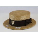 Vintage School straw Boater with signatures to the inside and motto for St Dunstan's College