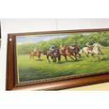 Framed Oil on board of a Horse Racing scene, signed Mark Smallman 1998