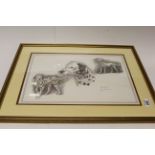 Four framed & glazed sketches of Animals & People