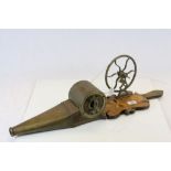 19th century inlaid Mahogany & Brass wheel driven bellows