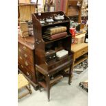 Edwardian Mahogany and String Inlaid Waterfall Bookcase with Drawer and Carrying Handles raised on a