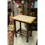 Arts and Crafts Oak Side Table with Tiled Top