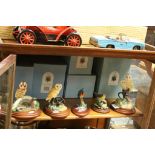Five Boxed Border Fine Arts ' Birds ' Models by Russell Willis including Barn Owl & Chick, Thrush