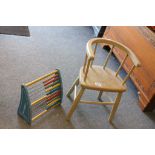 Child's Elm and Beech Chair with Bentwood Backrail together with Chad Valley Toddler Wooden Abacus