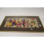 Two framed & glazed Felt pictures, one with Medieval style figures the other World costume figures