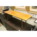 Retro Teak Coffee Table raised on Square Tapering Legs, 115cms x 38cms