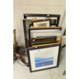 A large selection of framed pictures to include watercolours, prints, etc