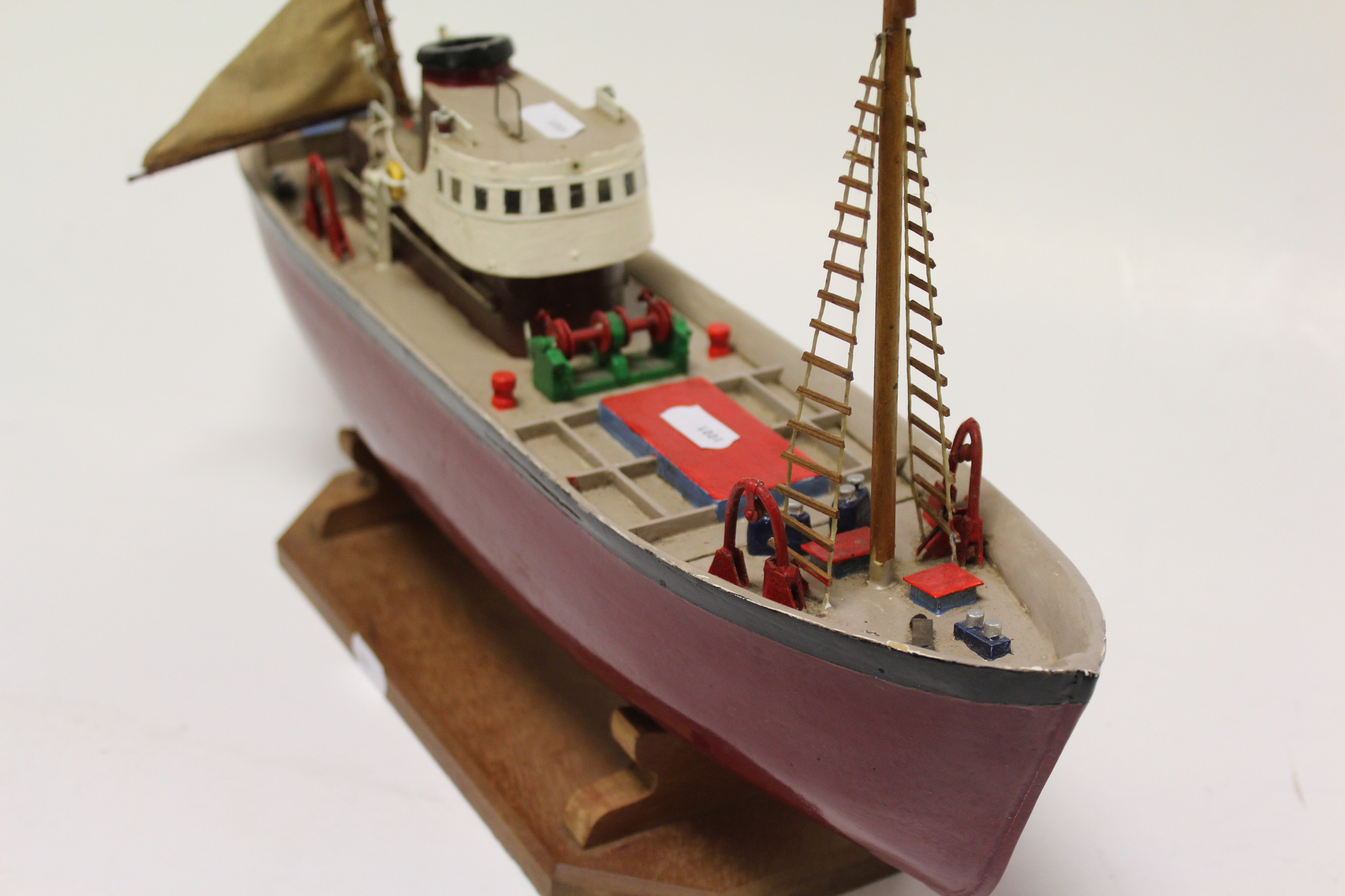 Scratch Built Wooden Model of Boat on Stand, 45cms long - Image 2 of 3