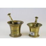 Two 19th Century Bronze Pestle & Mortars