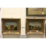 Pair of Cooper style Oil on board framed pictures, one of Sheep, the other Cows