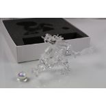 Swarovski Crystal figure of a five toed Chinese dragon, colourless and frosted glass with yellow
