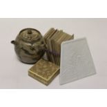 Mixed Lot comprising Japanese Tea Pot & Lid, Over 100 CDV Photographs, Six White Silhouette Plaques,