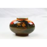 Royal Doulton Flambe bud vase decorated with cottage idyllic scene, height approximately 6cm