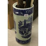 Blue and White Ceramic Stickstand together with an Australian Didgeridoo and Boomerang, Two