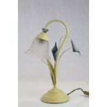 Pale Yellow Finish Metal Table Lamp in the form of a Flower