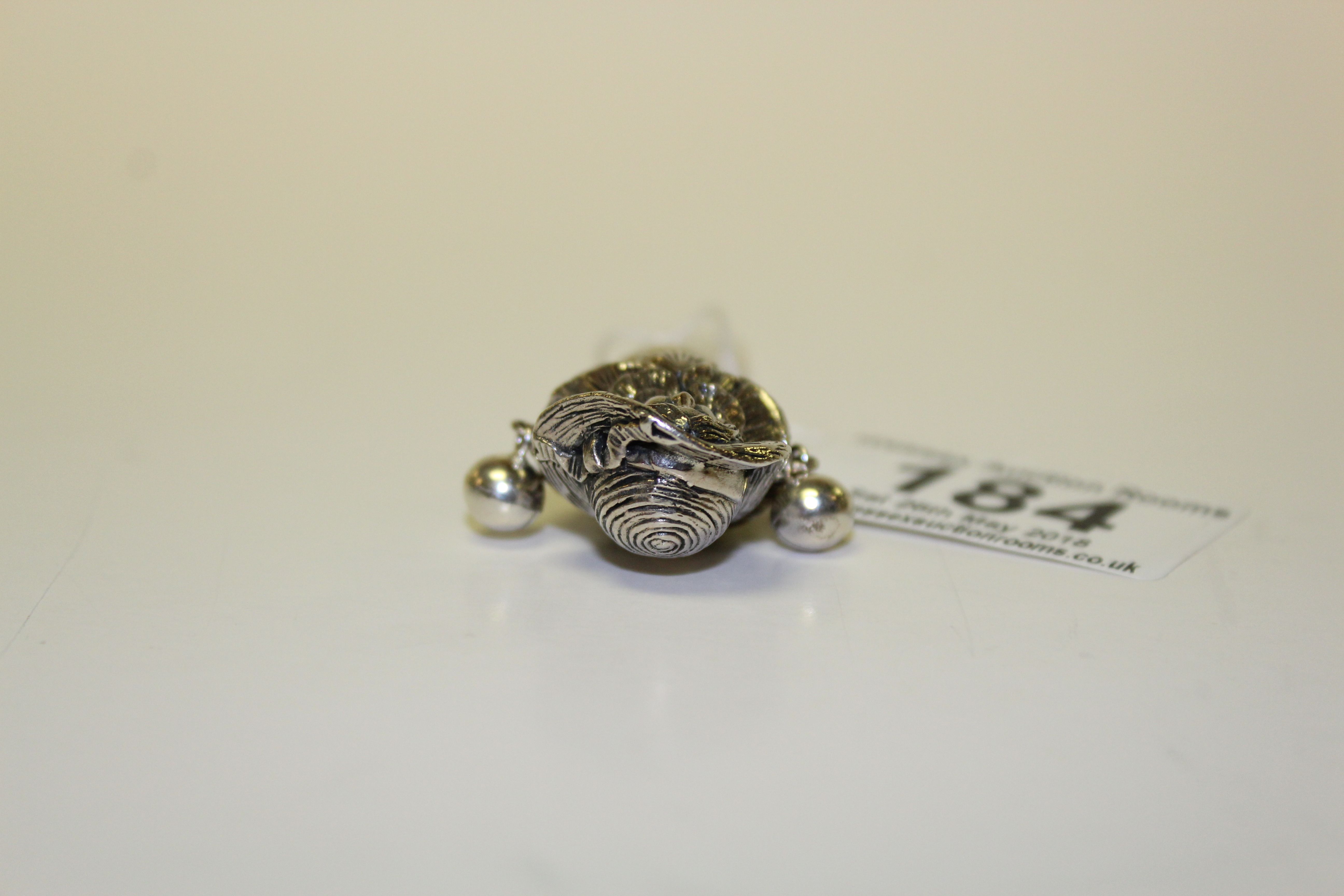 A silver babies rattle with mother of pearl handle. - Image 2 of 3