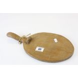 Vintage Mouseman Oak Cheese board with carved Mouse