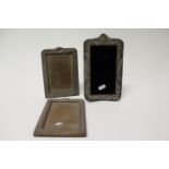 Three silver photograph frames, all af, hallmarks indistinct (3)