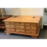 Laura Ashley Hardwood Coffee Table fitted with bank of nine drawers and hinged lifting lid to back