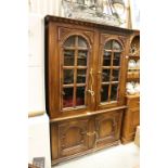 Hardwood Display Cabinet with Two Glazed Doors to upper section and two panel doors below