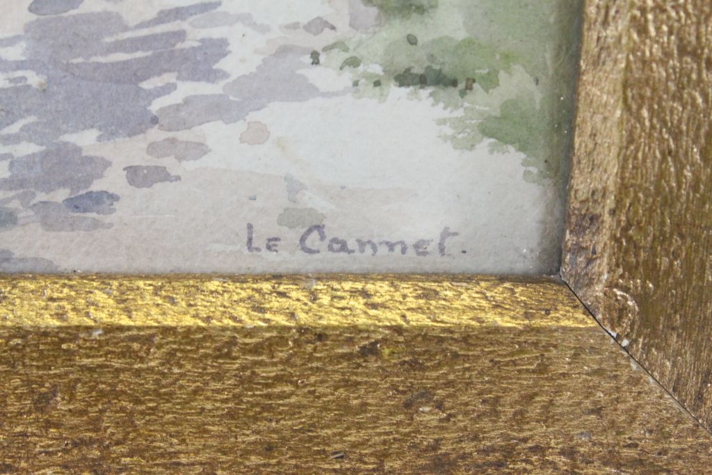 Emily W. Baker watercolour of street scene with figures signed and titled Le Cannet - Image 2 of 3