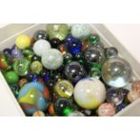 Large tub assorted modern + vintage marbles.