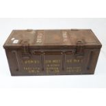 A 1955 Metal Ammo box to hold 4 x 3 inch mortar bombs.