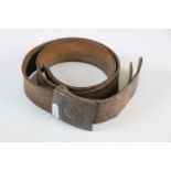 A WW2 German Wehrmacht Heer belt buckle and belt, belt buckle carries the maker mark R.S & S. to the