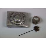 Small Collection Of WW2 German Third Reich Items To Include A Military Belt Buckle Of Alloy